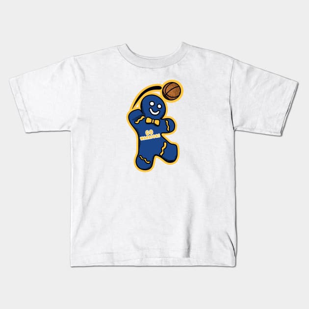 Golden State Warriors Gingerbread Man Kids T-Shirt by Rad Love